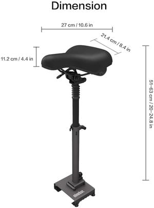 segway ninebot seat with dimensions shown