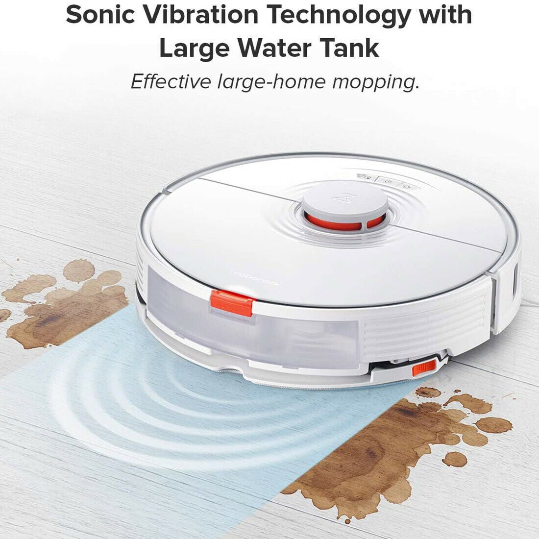 roborock s7 exhibiting it's sonic vibration technology and thereby enabling better mopping ability